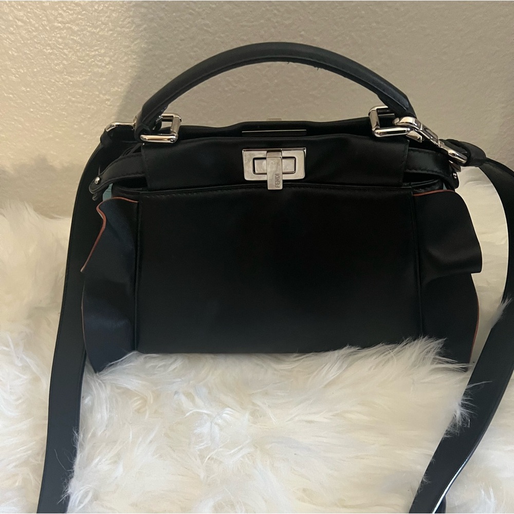 Fendi Black Leather Wave Peekaboo Bag